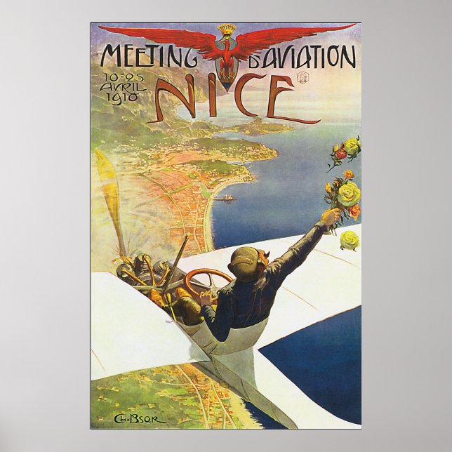 Classic Nice France Aviation Poster (Front)