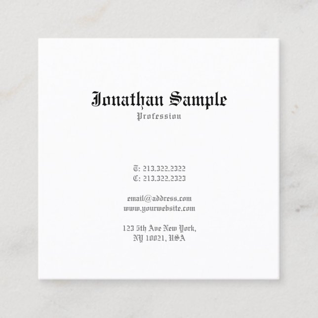 Classic Nostalgic Creative Design Old English Font Square Business Card (Front)