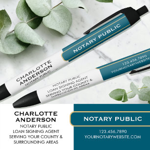 Classic Notary Public Promotional Gift Teal Gold Black Ink Pen