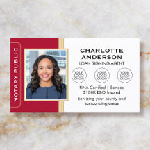 Classic Notary Signing Agent Photo Red Gold