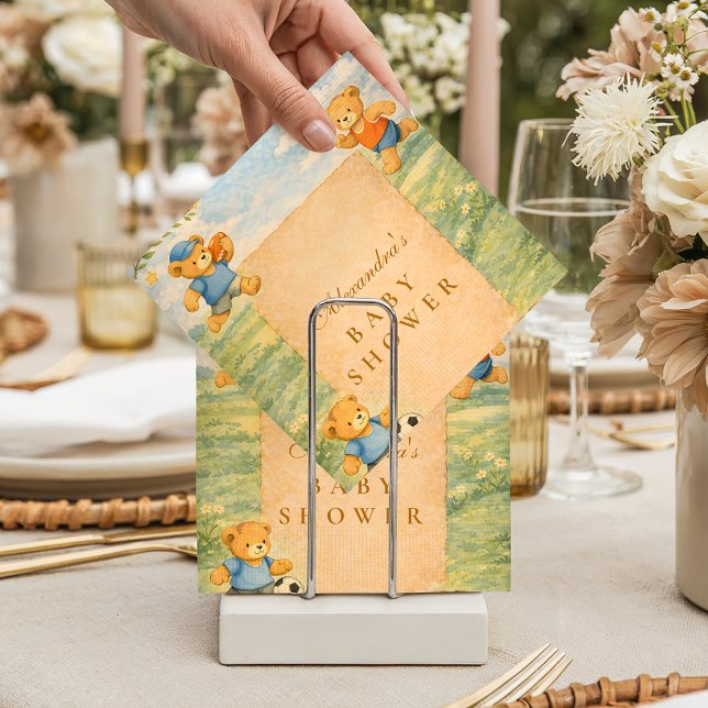 Classic Nursery Sports Bears Baby Shower Napkin (Creator Uploaded)