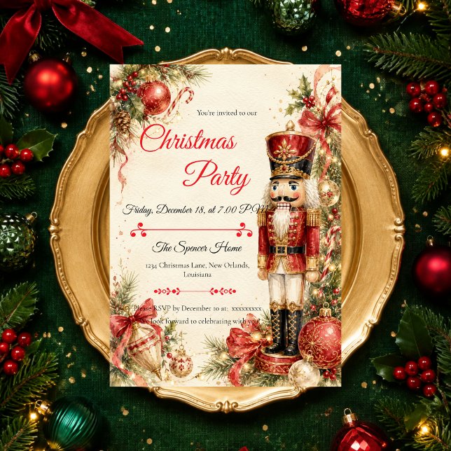 Classic Nutcracker Christmas Party Invitation (Creator Uploaded)