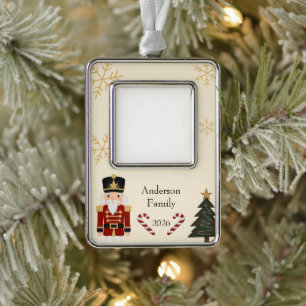 Classic Nutcracker Christmas Silver Plated Framed Ornament