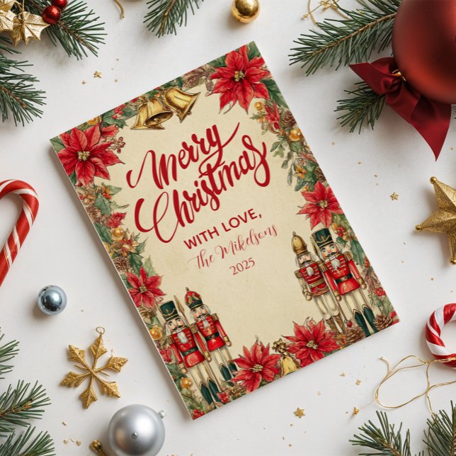 Classic Nutcracker Red and Gold Holiday Card (Creator Uploaded)