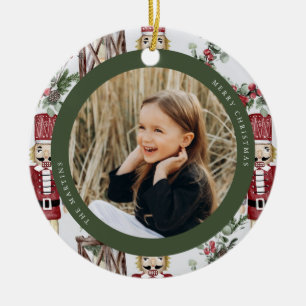 Classic Nutcraker Pattern Photo Ceramic Tree Decoration