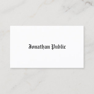 Classic Old English Style Look Professional White Business Card