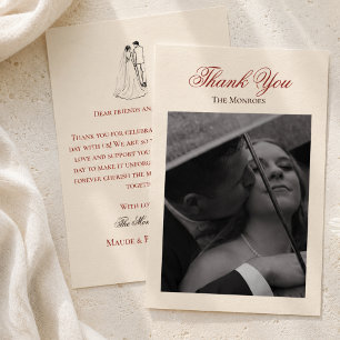 Classic Old Money Bold Red Wedding Thank You Card