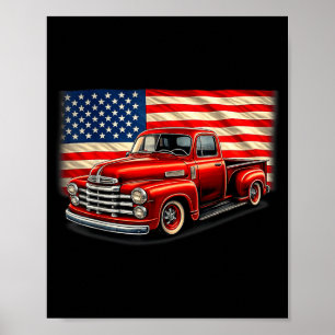 Classic Old Pickup Truck 4th of July Patriotic Poster