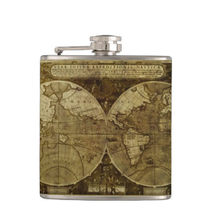 Classic old world Maps the Globe Hip Flask