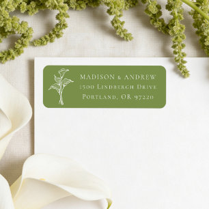 Classic Olive Green Calla Lily Wedding Address