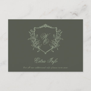 Classic Olive Sage Wreath Details Elegant Wedding Enclosure Card
