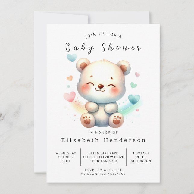 Classic Online Bear Baby Shower Invitation (Front)