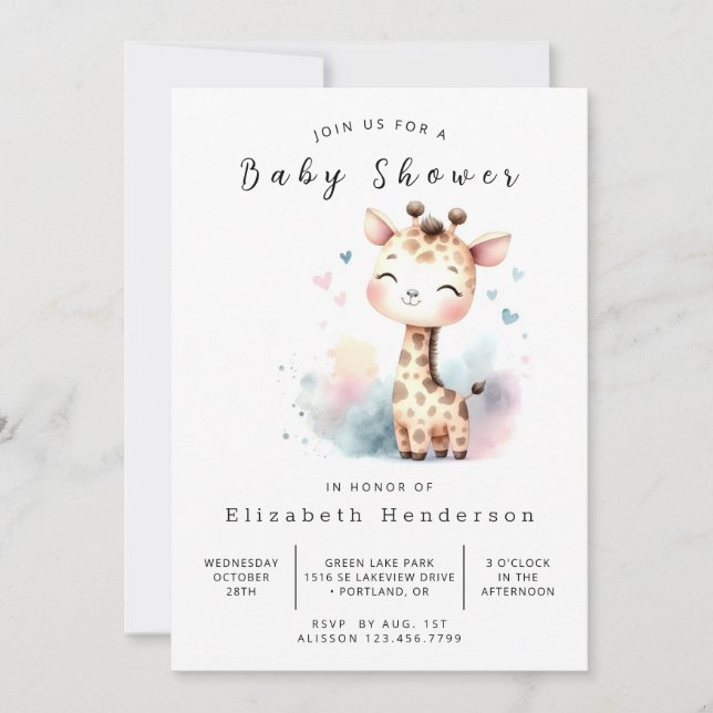 Classic Online Giraffe Baby Shower Invitation (Front)