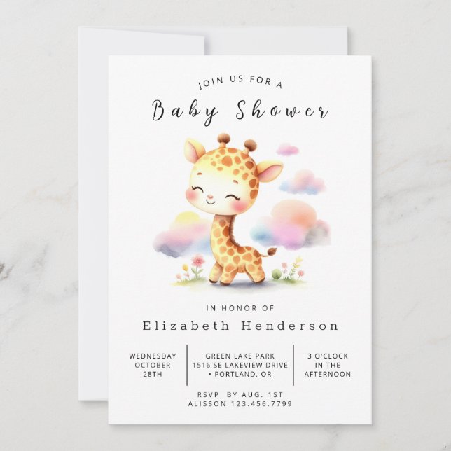 Classic Online Giraffe Baby Shower Invitation (Front)