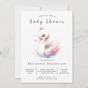 Classic Online Swan Baby Shower Invitation