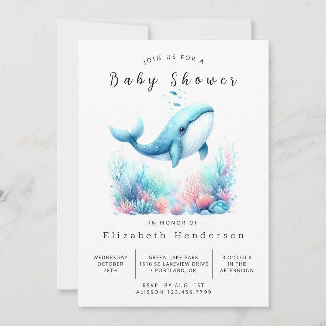Classic Online Whale Baby Shower Invitation (Front)