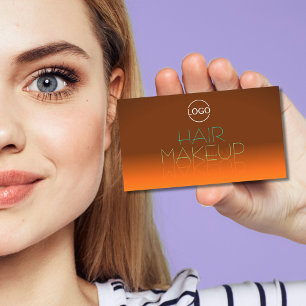 Classic Orange and Teal Mirror Letters with Logo Business Card