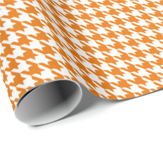 Classic Orange and White Houndstooth Pattern Wrapping Paper