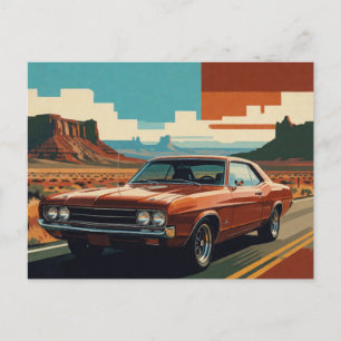 ⭐ Classic Orange Car Retro Travel Postcard