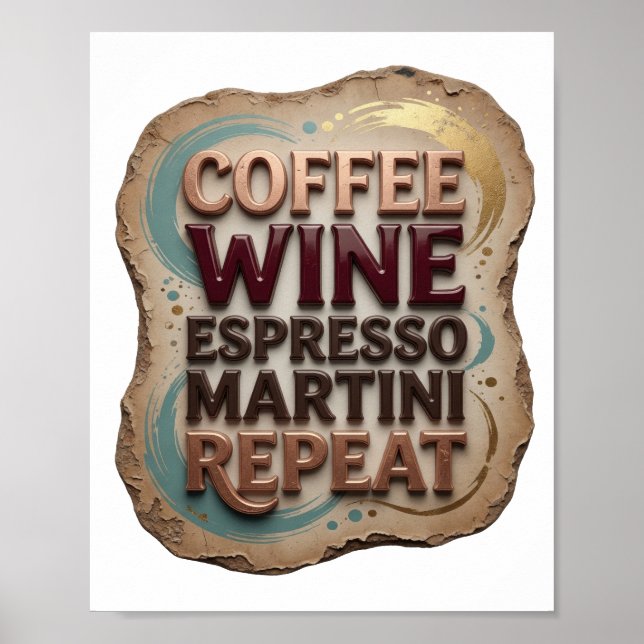 Classic Orange COFFEE WINE ESPRESSO MARTINI REPEAT Poster (Front)