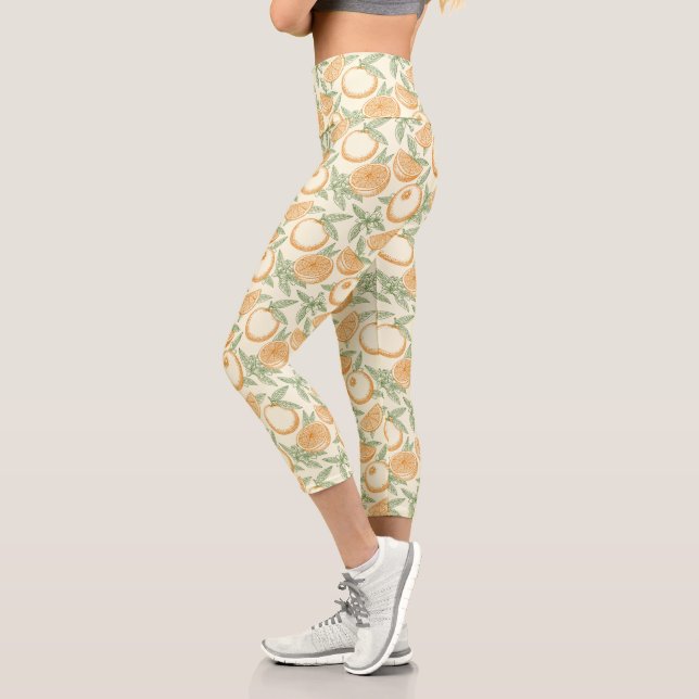 Classic Orange Fruit Pattern Capri Leggings (Left)