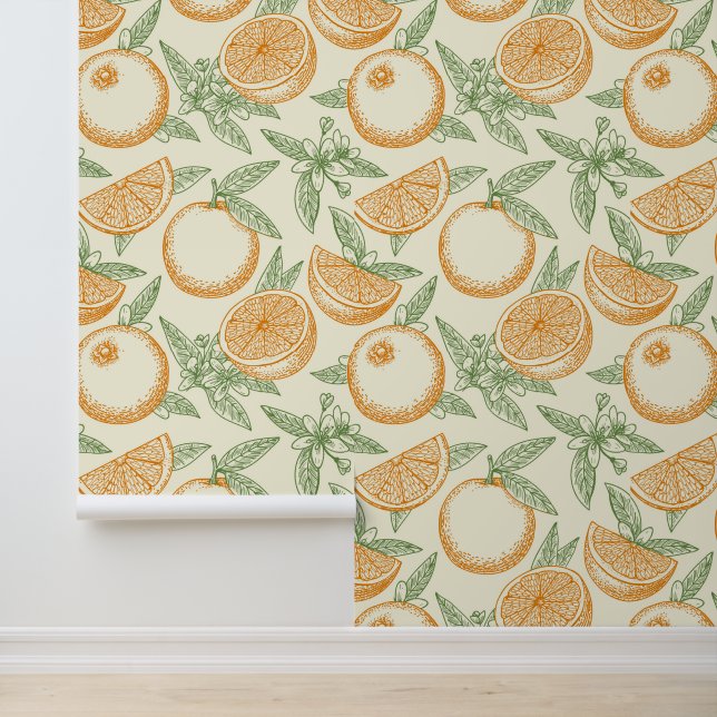 Classic Orange Fruit Pattern Wallpaper (Application)