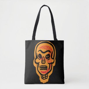 Classic Orange Halloween Skull   Red Highlights Tote Bag