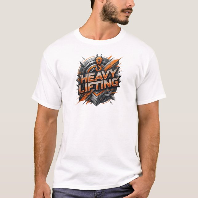 Classic Orange HEAVY LIFTING Custom Tee (Front)