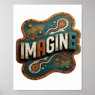 Classic Orange IMAGINE Artistic Motif Poster