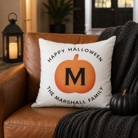 Classic Orange Pumpkin Family Monogram Halloween