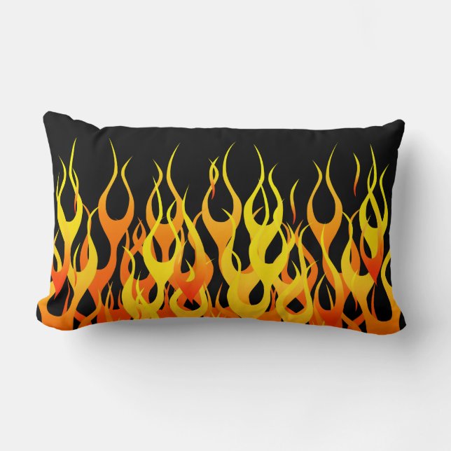 Classic Orange Racing Flames on Fire Lumbar Cushion (Front)