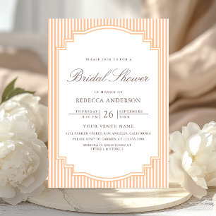 Classic Orange Striped Photo Bridal Shower Invitation