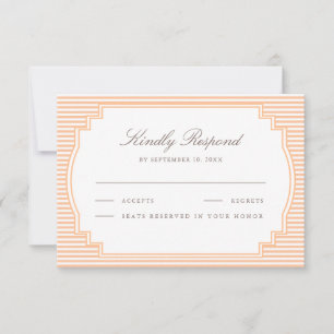 Classic Orange Striped Wedding RSVP Card