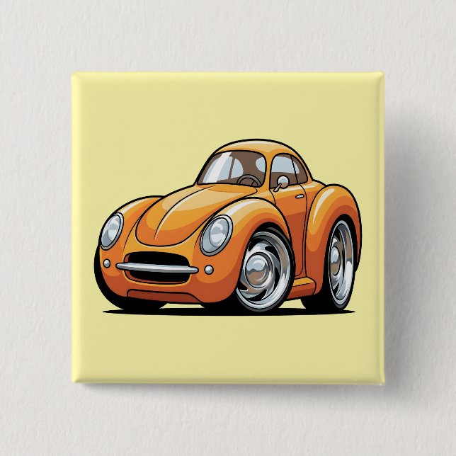 Classic Orange Toon Car 15 Cm Square Badge (Front)