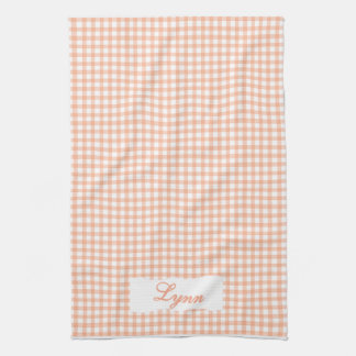 Classic Orange & White Gingham | Personalized Name Tea Towel
