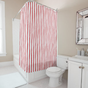 Classic Organic Stripes Red Shower Curtain