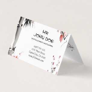 Classic oriental chinese sumi-e ink bamboo tree business card