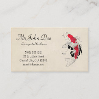 Classic oriental japanese red koi fish tattoo business card