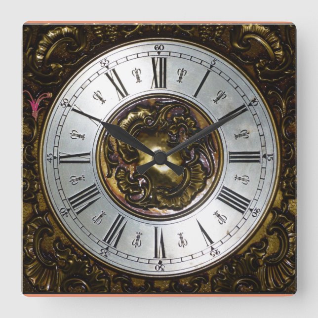 CLASSIC | Ornamental roman numerals image Square Wall Clock (Front)