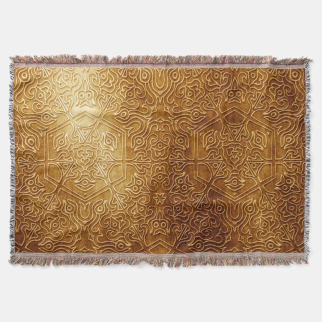 Classic Ornate Gold Metal Plate Throw Blanket (Front)