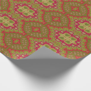Classic Ornate Gold Red Magenta Green Christmas Wrapping Paper