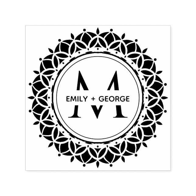 CLASSIC ORNATE MANDALA CUSTOM MONOGRAM FAMILY NAME SELF-INKING STAMP (Design)