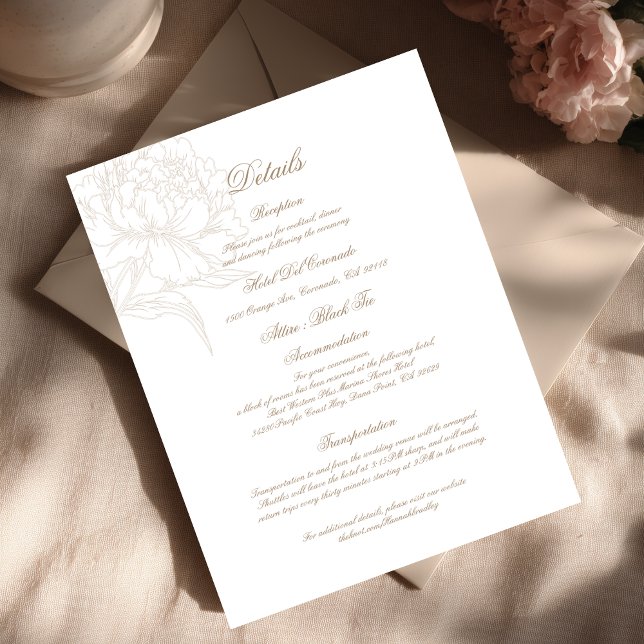 Classic Outline Floral Details Enclosure Card (Creator Uploaded)