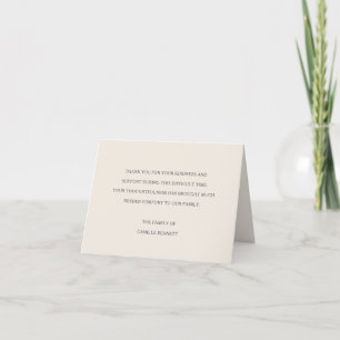 Classic Pale Ecru Funeral Acknowledgment Thank You Card