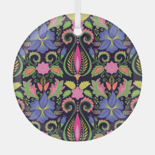 Classic Pansy: Vintage Floral Wallpaper Glass Tree Decoration