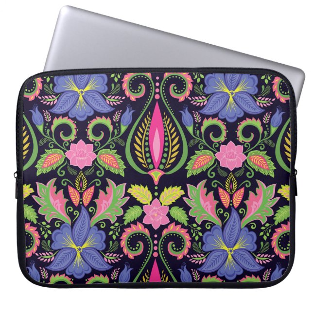 Classic Pansy: Vintage Floral Wallpaper Laptop Sleeve (Front)
