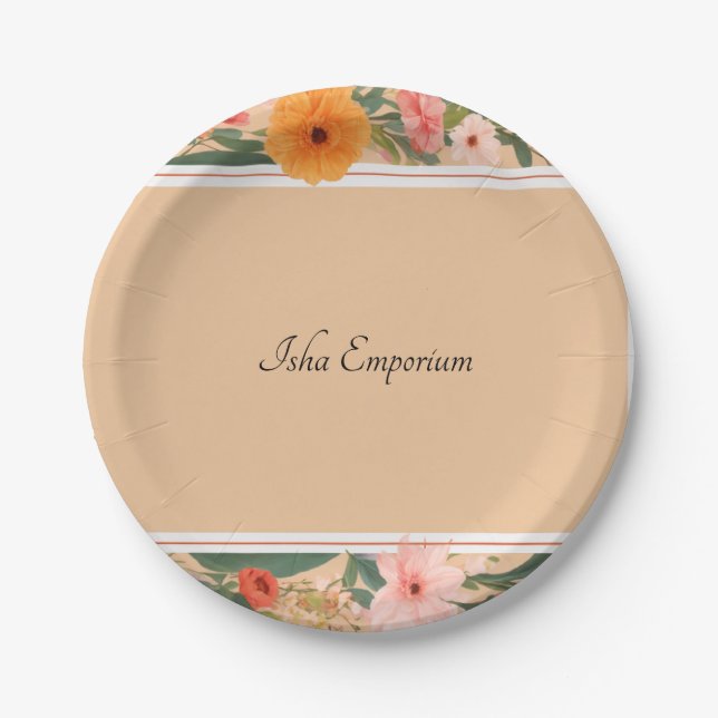 Classic paper plate with a floral design (Front)
