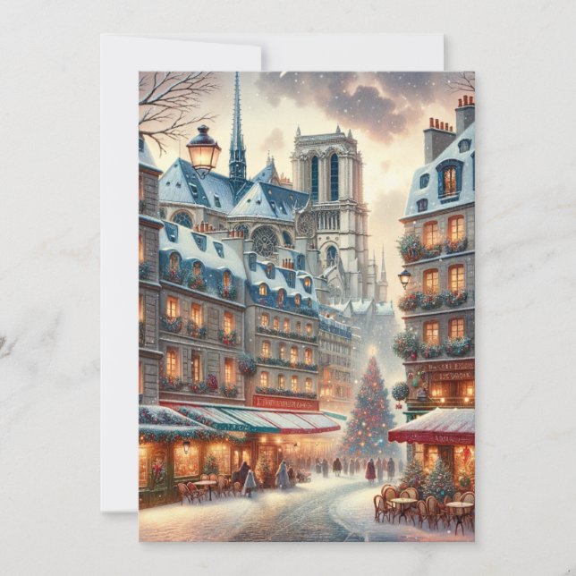 Classic Parisian Christmas - Holiday Card (Front)