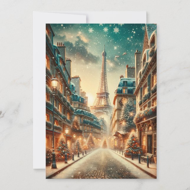 Classic Parisian Christmas - Holiday Card (Front)