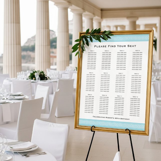 Classic Party Seating Plan 12 Tables Sign Blue (Creator Uploaded)
